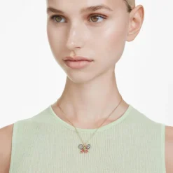 Swarovski | Idyllia | Mixed Cut | Pave | Multi Coloured Butterfly | Gold | Butterfly | Necklace