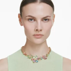 Swarovski | IDYLLIA | Mixed Cut | Multi Coloured | Flower | Gold | Necklace