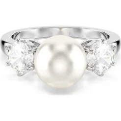 Swarovski Matrix Rhodium Plated Pearl Ring (55)