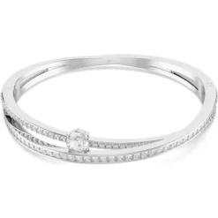 Swarovski Mixed Cuts Hyperbola Rhodium Plated Bangle