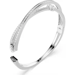 Swarovski Mixed Cuts Hyperbola Rhodium Plated Bangle