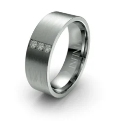 Titanium Trio of Diamonds Wedding Band (V)