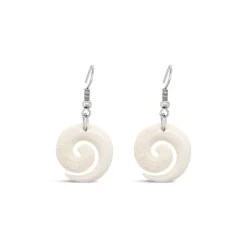 Wild at Heart NZ Carved Bone Koru Earrings
